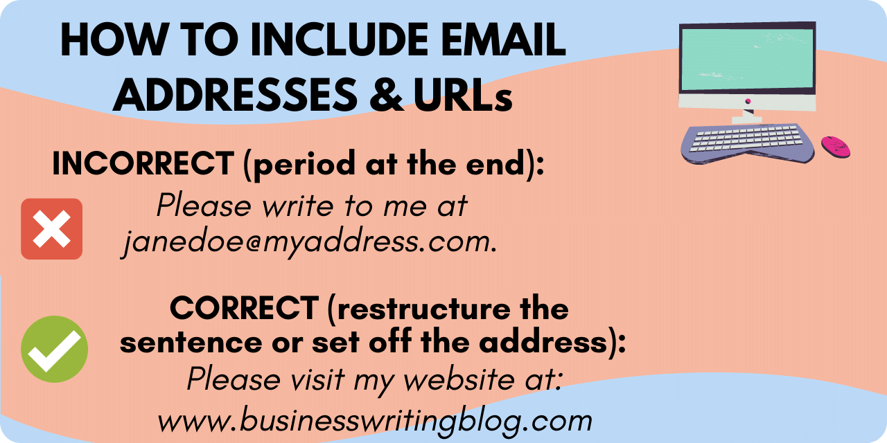 Using periods in a sentence with an email or url