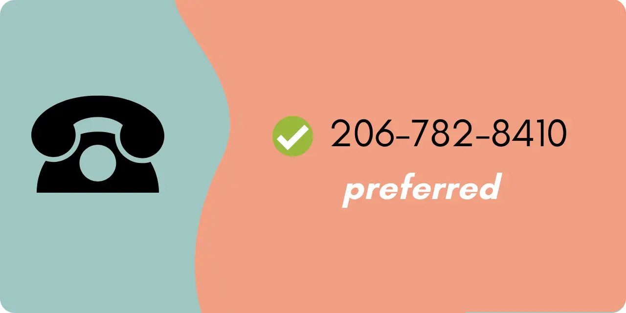 A graphic showing the preferred format of writing a phone number using hyphens