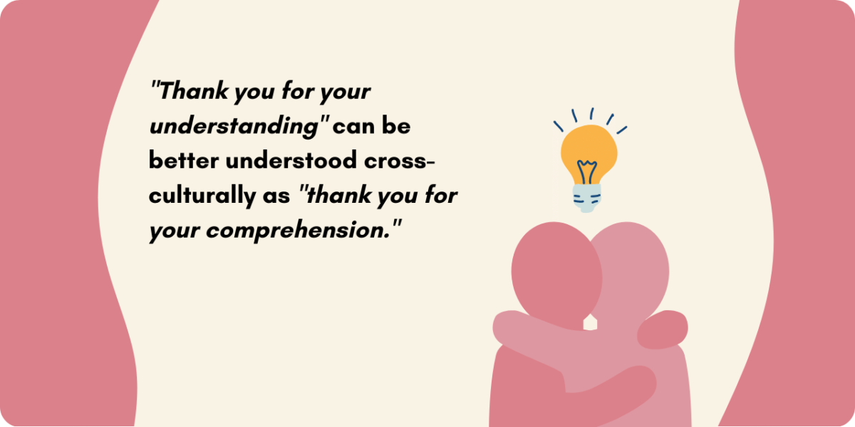 Graphic illustrating "thank you for your understanding." 