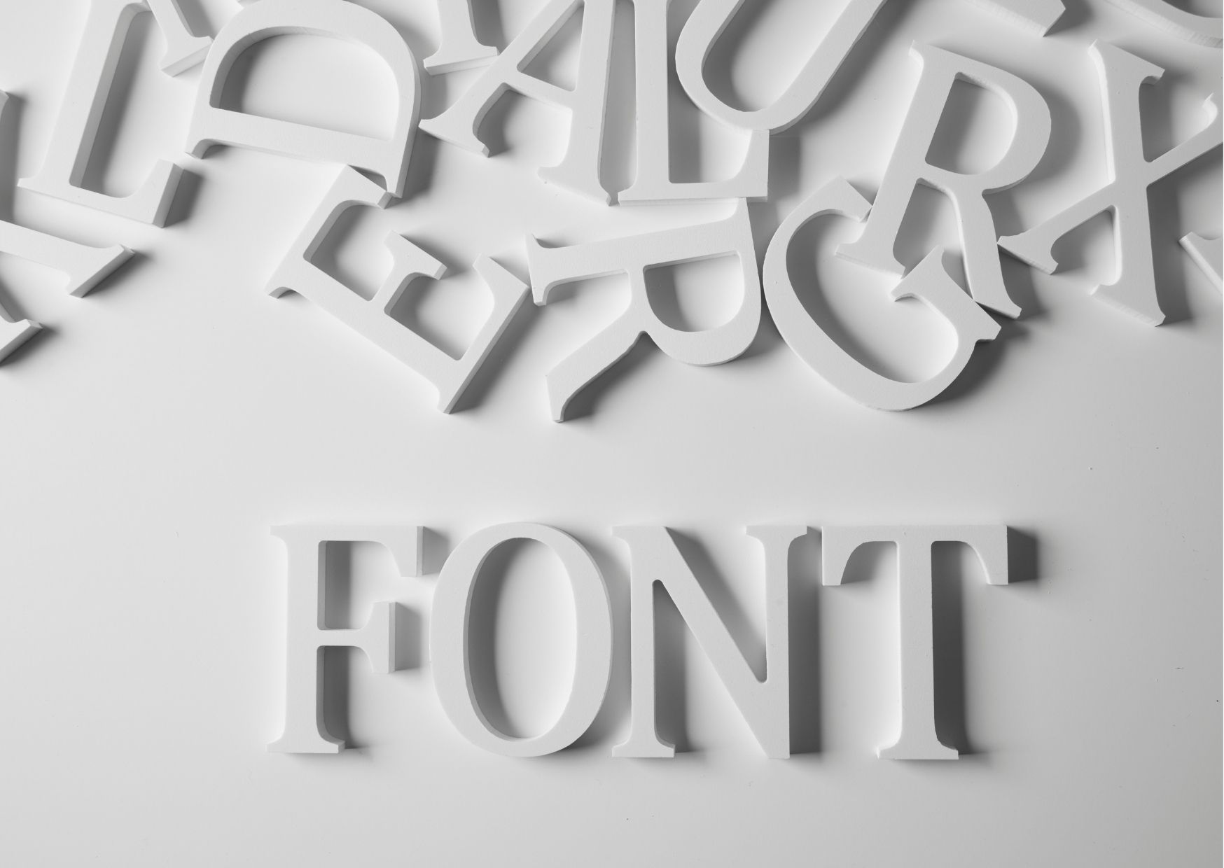 Graphic with various letters and the word "font"