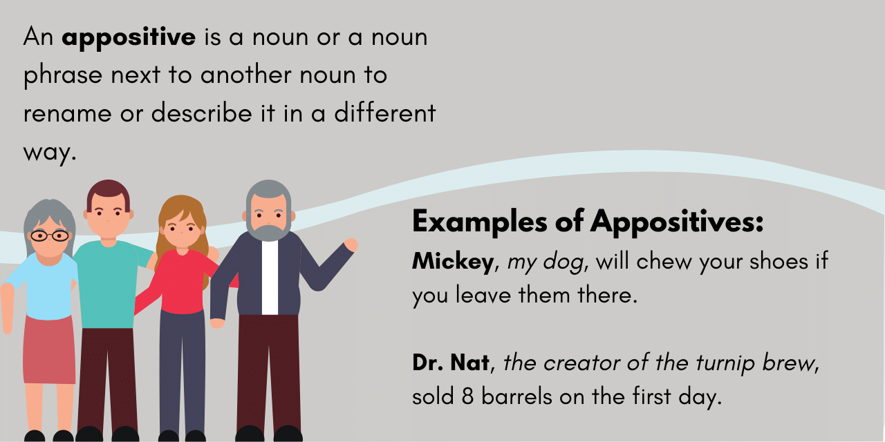 Graphic illustration definition and examples of what an appositive is. 