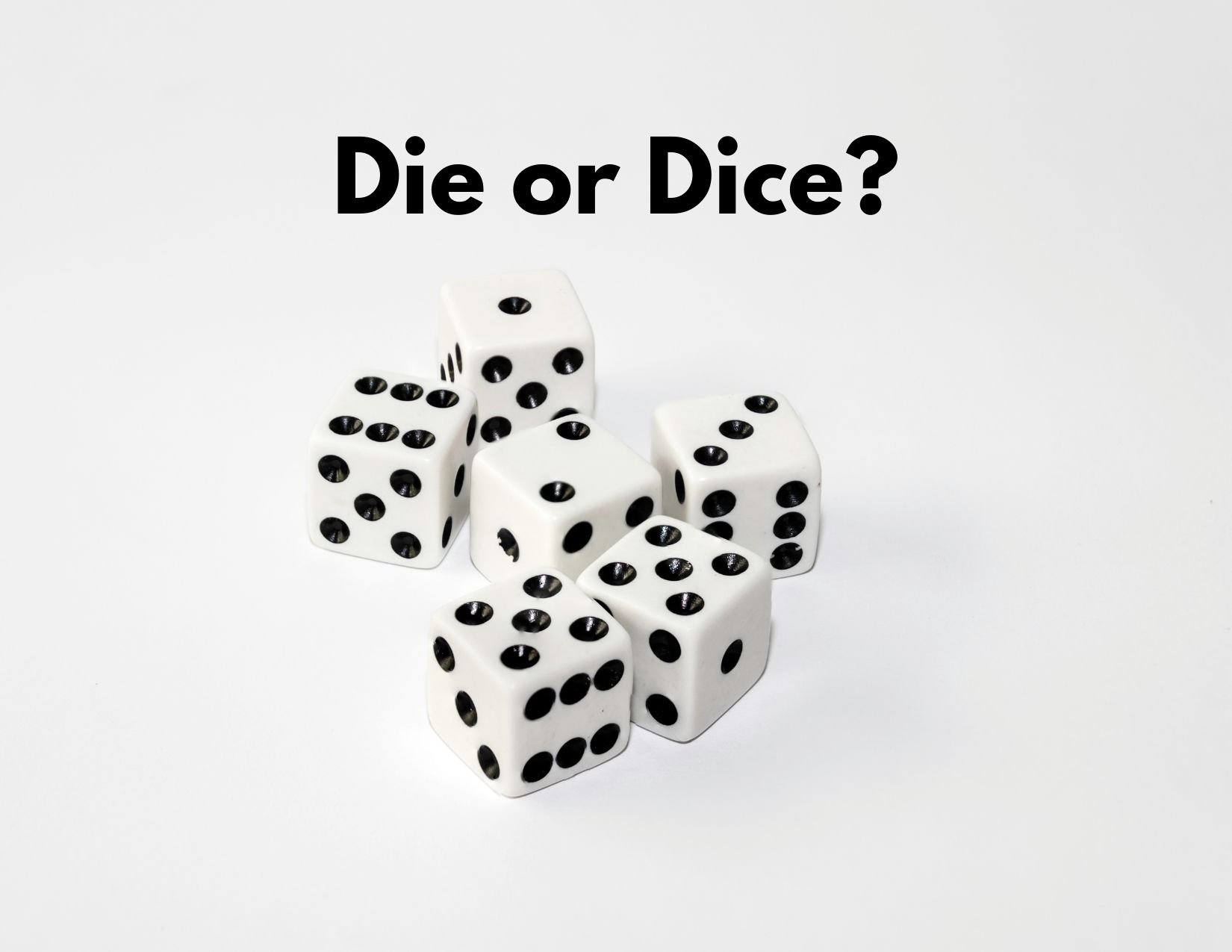 A picture of dice with the words 