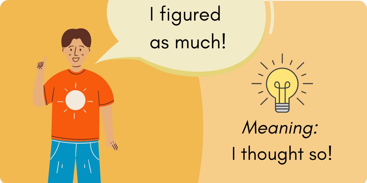 graphic showing a boy saying "I figured as much!" and the meaning of the phrase 