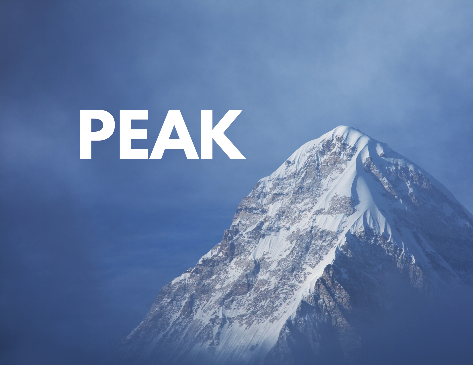 A picture of a mountain peak with the caption 