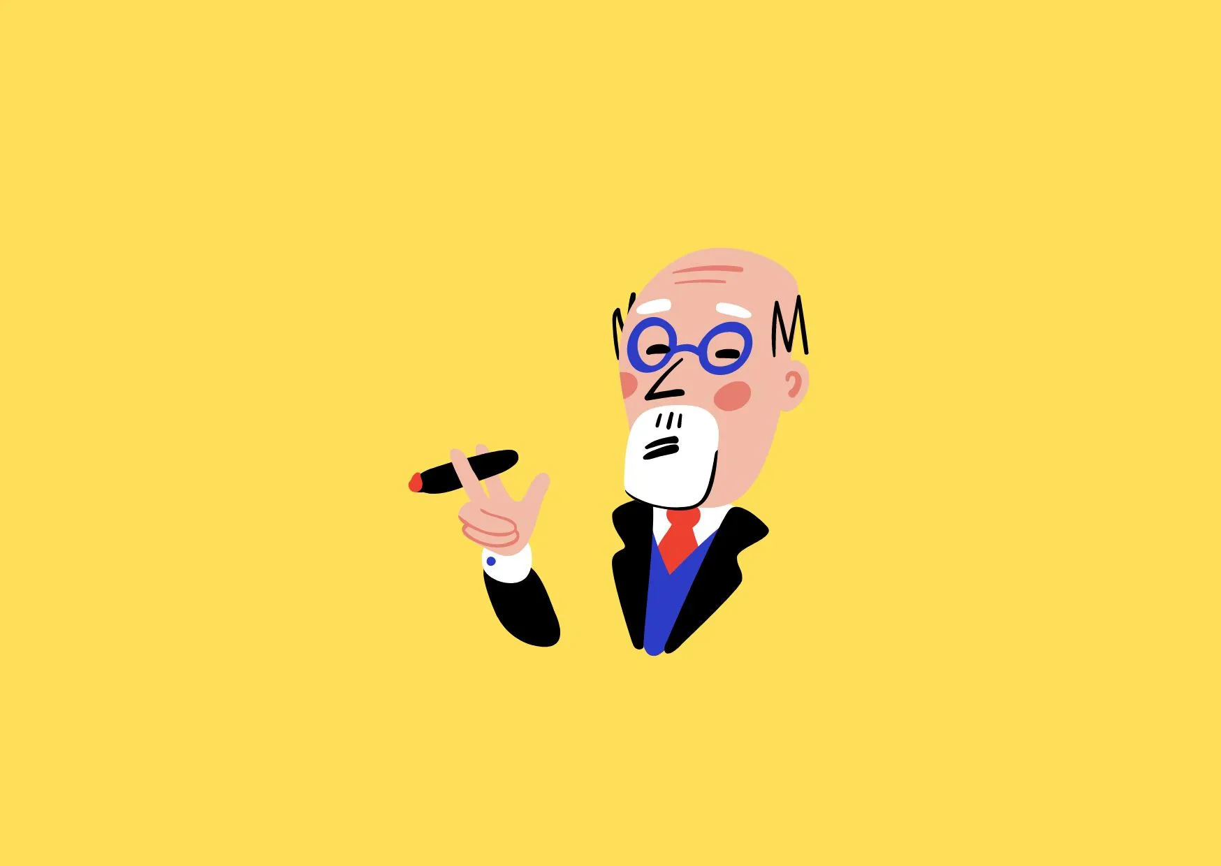 A graphic of an old man with a cigar