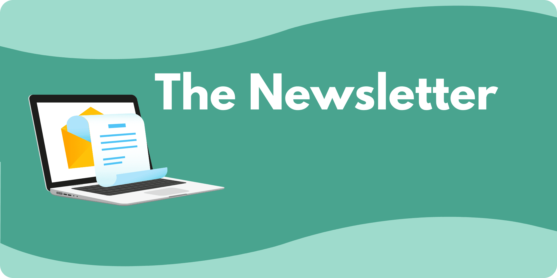 A graphic of a computer with a document, representing a newsletter, next to the title "Newsletter"