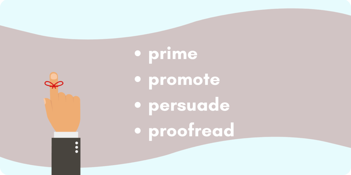A graphic detailing the four pillars of cover letter writing: prime, promote, persuade and proofread