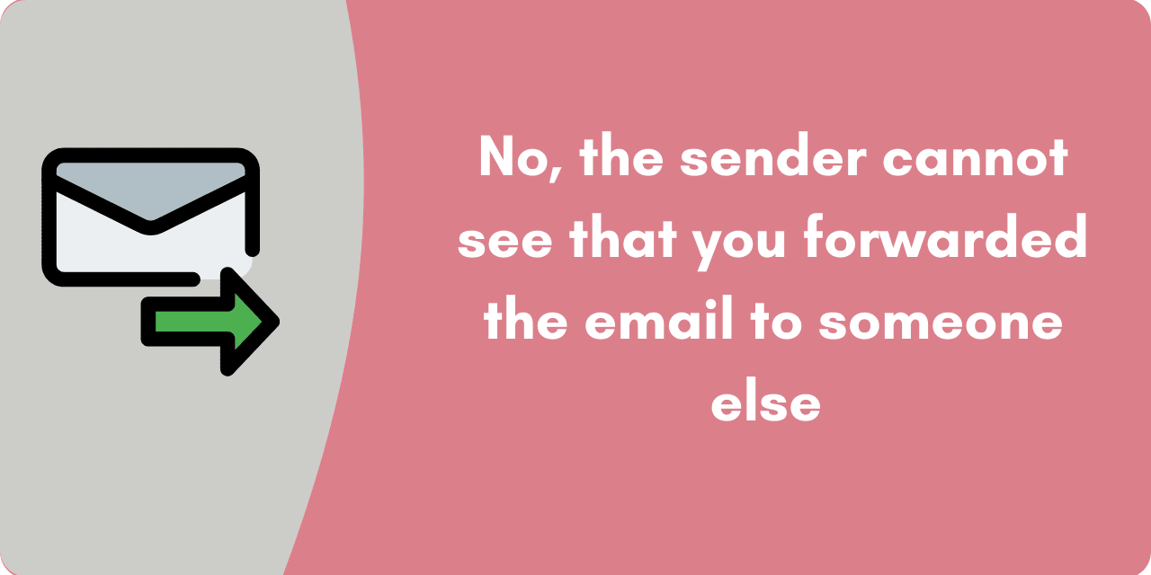 A graphic of an email being forwarded with the text: "No, the sender cannot see that you forwarded the email to someone else"